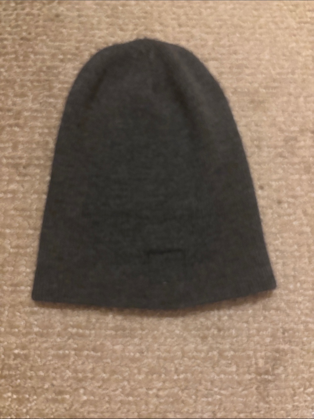Carhartt Knit Beanie Hat Gray Cuffed Logo Patch Winter Cap - Picture 3 of 4